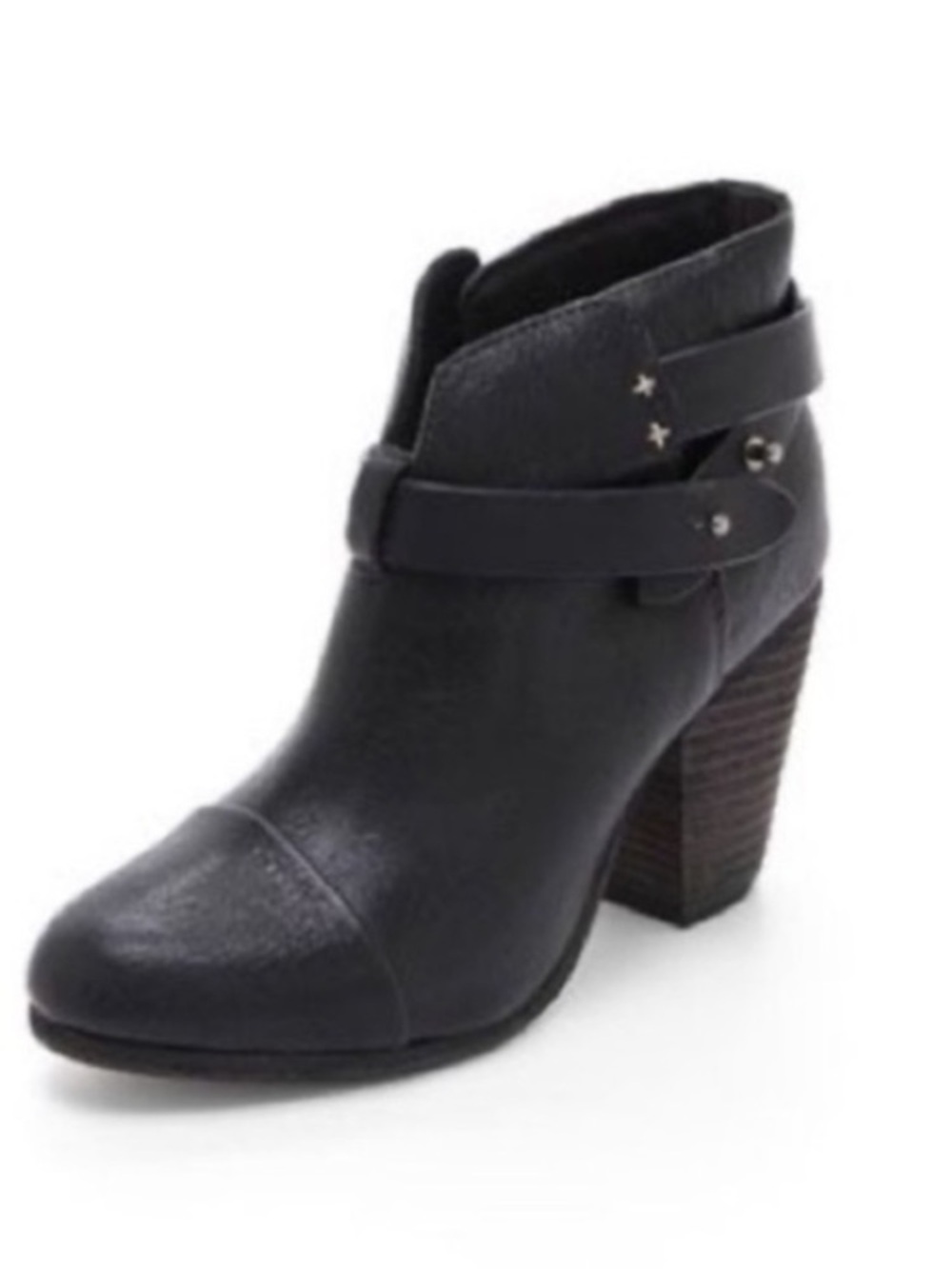 Rag & Bone Harrow Black Leather Strap Ankle Boots Size 41 10